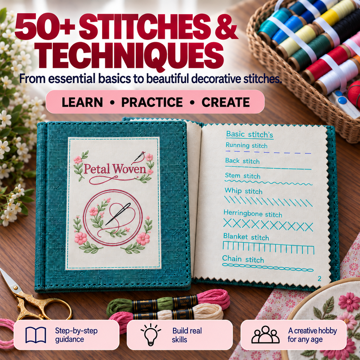 PetalWoven Embroidery Booklet + Starter Kit